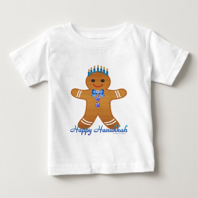Camiseta Judaica Hanukkah Gingerpão Man Menorah (Frente)
