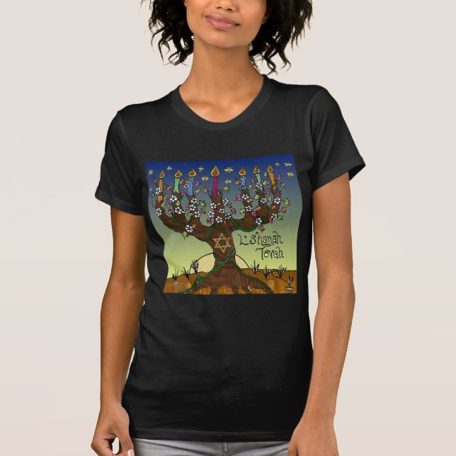 Camiseta Judaica L'shanah Tovah Tree Of Life Gifts Roupa (Frente)