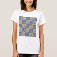 Judaica Star De David Metal Dourado Azul