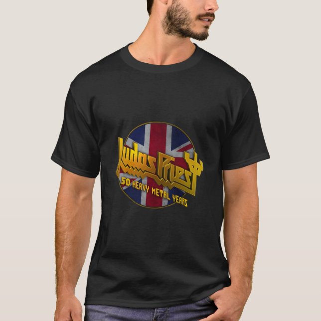 Camiseta Judas Priest Â€“ 50 Years Union Jack Circle (Frente)