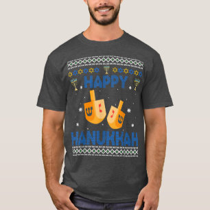 Camiseta Judeu Dreidel Menorah Star Happy Hanukkah Ugly Xm