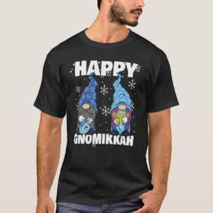 Camiseta Judeu Hanukkah Menorah Dreidel Gnomik Feliz