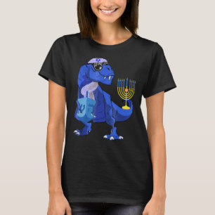 Camiseta Judeu Menorahsaurus Dinosaur Hanukkah rex Boy