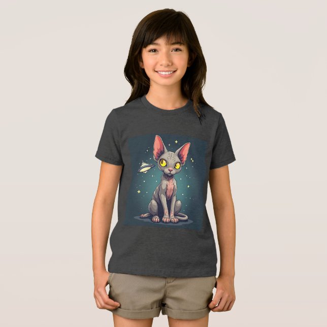 Camiseta Judging Sphynx Cat UFO Space Cartoon Art (Frente Completa)