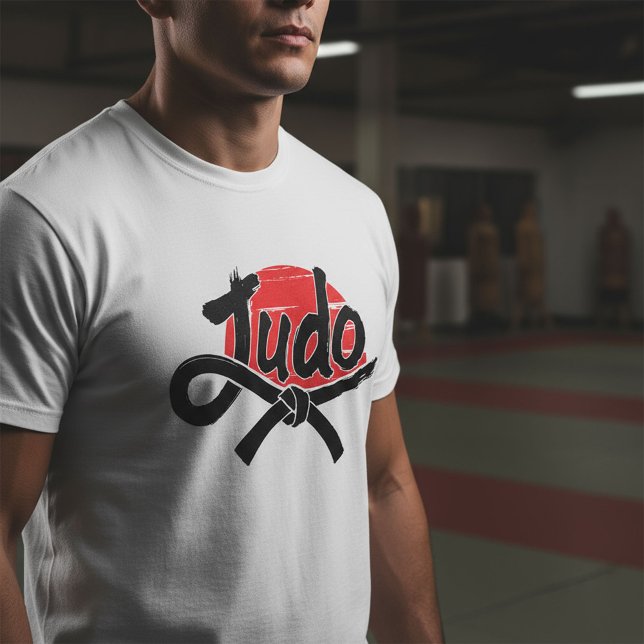Camiseta Judo Brush Script and Black Belt – Rising Sun (Criador carregado)