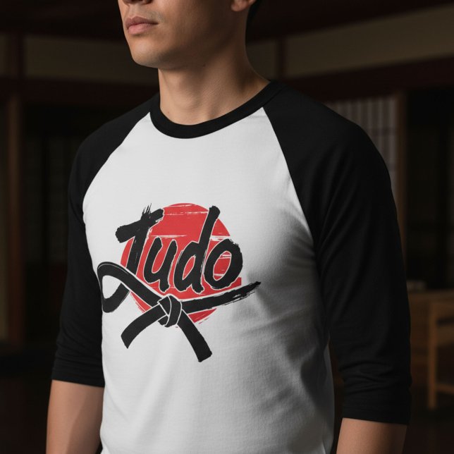Camiseta Judo Brush Script and Black Belt – Rising Sun (Criador carregado)
