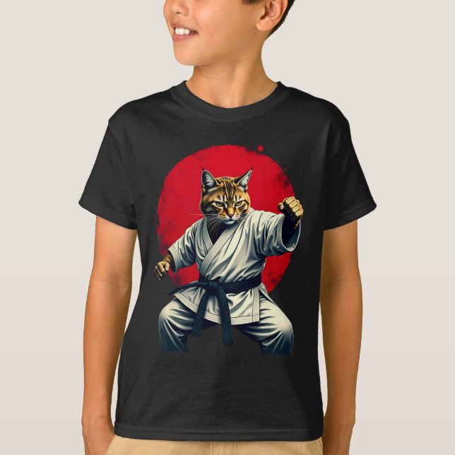 Camiseta Judo Karate Cat Para Homens (Frente)