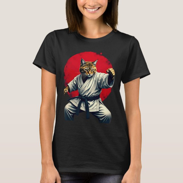 Camiseta Judo Karate Cat Para Homens (Frente)