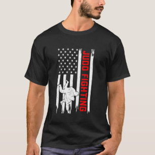 Camiseta Judo Lutando contra a bandeira americana Judo Arte