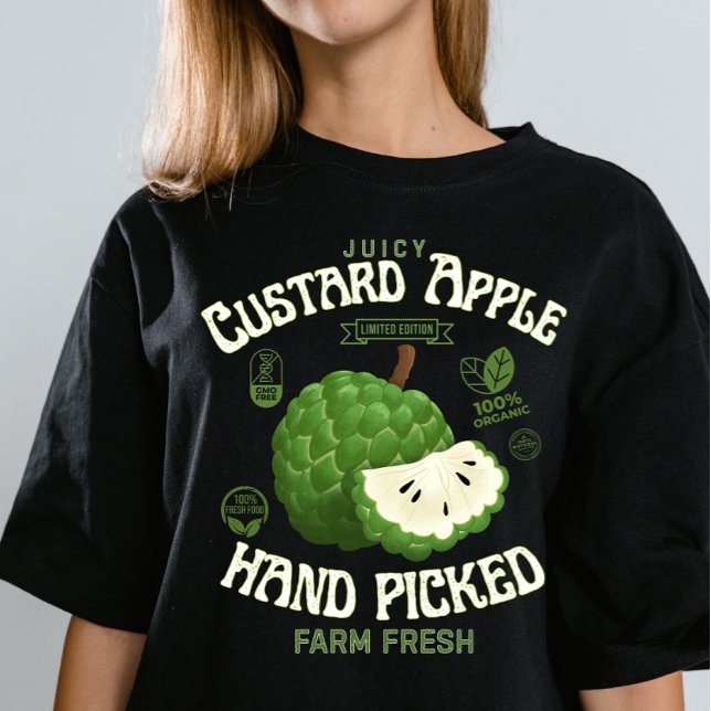 Camiseta Juicy Custard Apple Fruit Label  (Criador carregado)