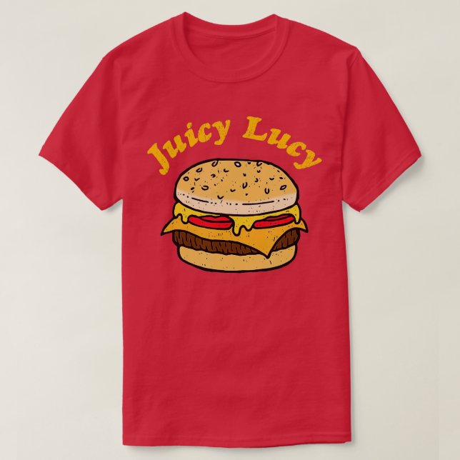 Camiseta Juicy Lucy cheeseburger amantes (Frente do Design)