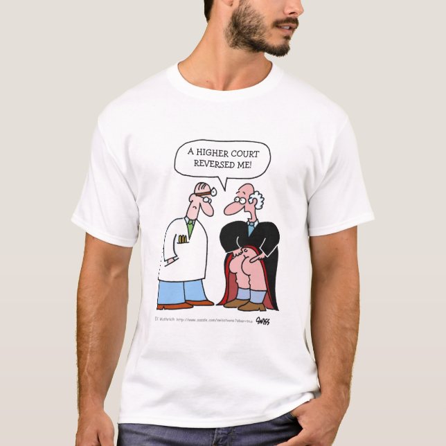 Camiseta Juíza Engraçado Cartoon para Promotor ou Estudante (Frente)