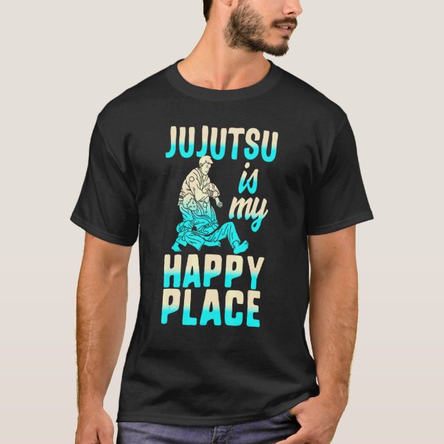 Camiseta Jujutsu É O Meu Lugar Mais Feliz Jiu Jitsu Bjj Mar (Frente)
