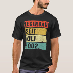 Camiseta Jul. 2002 aniversário do homem 20 anos desde Ju