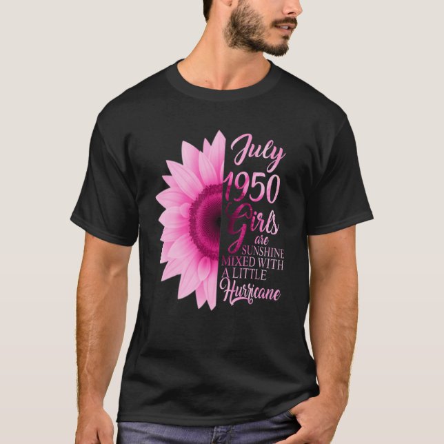 Camiseta Jul Garota 1950 72 Anos De Sol Misturando Um (Frente)
