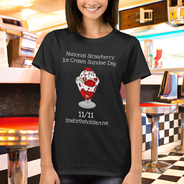 Camiseta Julho 7 é Dia Nacional do Sundae de Morango (Criador carregado)