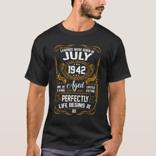 Camiseta Julho De 1942 80 Aniversário De 80 Anos Para Homen