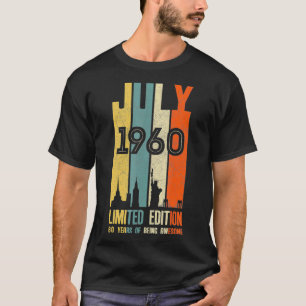 Camiseta Julho De 1960 T 60 Anos 1960 Aniversário Presente