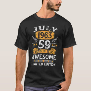 Camiseta Julho de 1963 59º aniversário 59 anos
