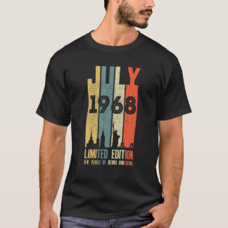 Camiseta Julho De 1968 54 Aniversário De 54 Anos De Idade 1