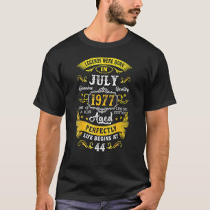 Camiseta Julho de 1977 44 Aniversário 44 Anos Mulheres 2