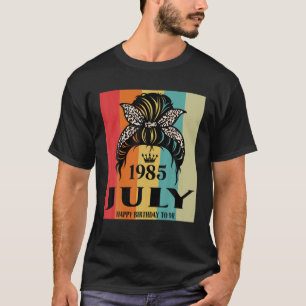 Camiseta Julho de 1985 Aniversário Menina Mensagem Bun Fel