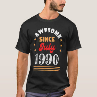 Camiseta Julho De 1990 Aniversário Espetacular Desde 1990 J