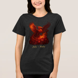 Camiseta Julho Ruby - Phoenix e Fiery Birthstone