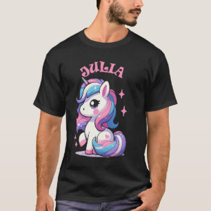 Camiseta Julia Cute Unicorn Design para nome feminino Julia