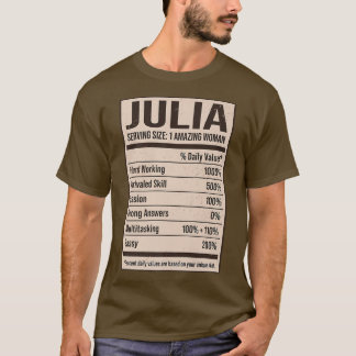 Camiseta Julia Nutrition Facts Name Alias Title Do Apelido
