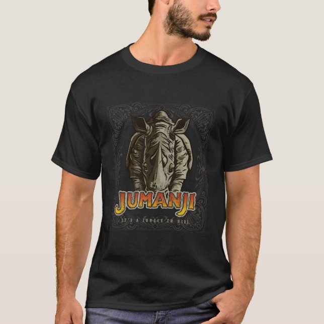 Camiseta Jumanji - Peça de Jogo do Conselho Rhino, em jejum (Frente)