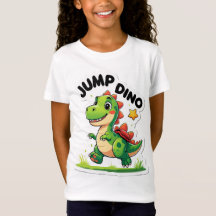 Jump Dino - Camisa-T do adesivo de desenho animado