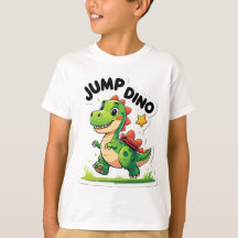 Jump Dino - Camisa-T do adesivo de desenho animado
