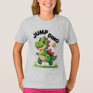 Camiseta Jump Dino - Camisa-T do adesivo de desenho animado