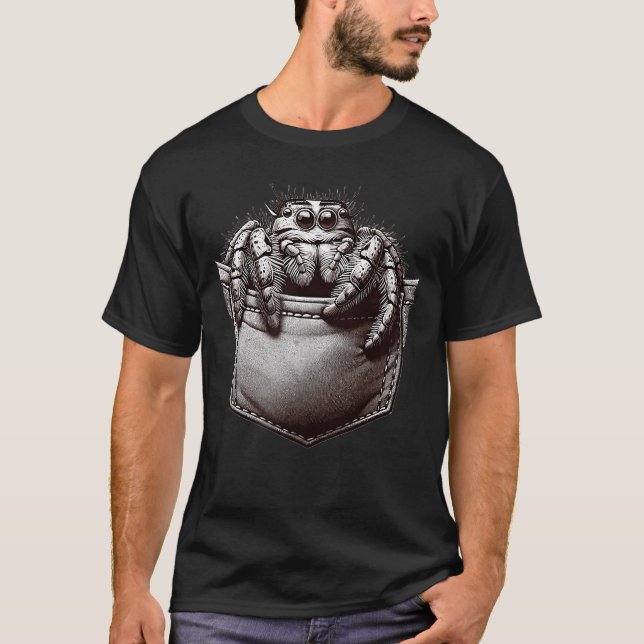 Camiseta Jumping Spider in Pocket Cute little Jumping Spide (Frente)