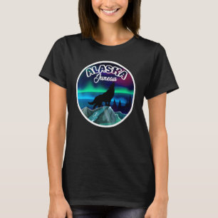 Camiseta Juneau Alasca Luzes do Norte Lobo