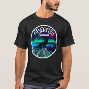 Camiseta Juneau Alasca Luzes do Norte Lobo