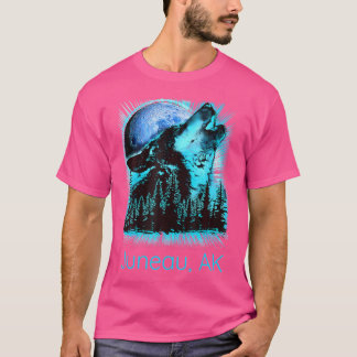 Camiseta Juneau Alaska Howling Wolf Moon Forest Nature Love