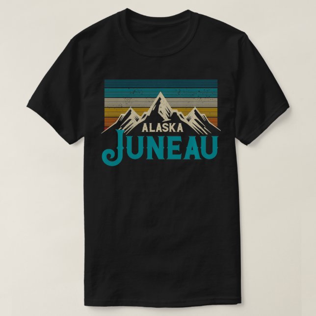 Camiseta Juneau Alaska Vintage Montanhas Nature Souvenir Gi (Frente do Design)
