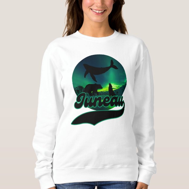 Camiseta Juneau Alaska Wolf Bear Aurora Norte Ak (Frente)