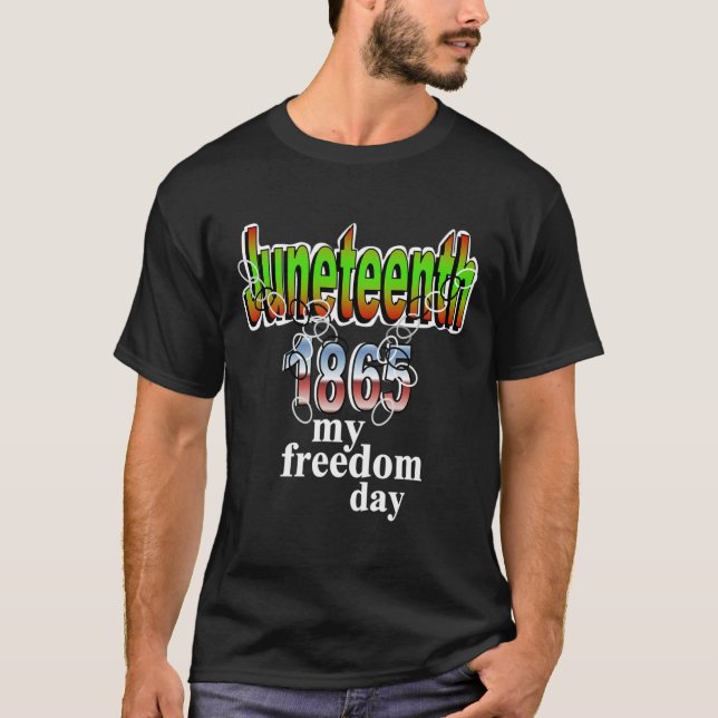 Camiseta Juneteenth 1865 Meu Dia da Liberdade Quebrar Corre (Frente)