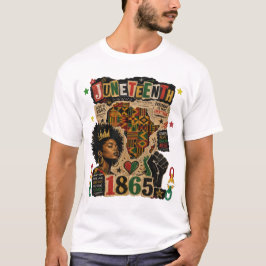 Camiseta Juneteenth 1865 Rainha Afro Negra mapa kente afric