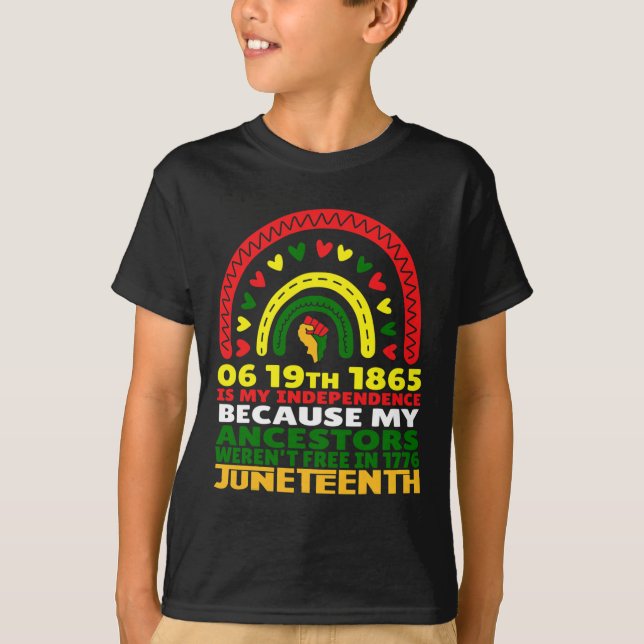 Camiseta Juneteenth É Meu Dia da Independência Arco-íris Pr (Frente)
