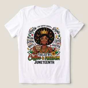 Camiseta Juneteenth 'Energizado por Café e Liberda