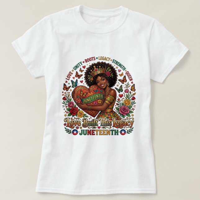 Camiseta Juneteenth 'Energizado por Café e Liberda (Frente do Design)