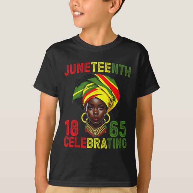 Camiseta Juneteenth EUA Afro-Americano Melanina Mês da Hist (Frente)
