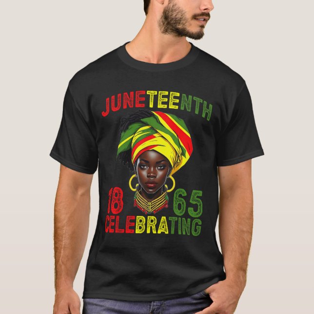 Camiseta Juneteenth EUA Afro-Americano Melanina Mês da Hist (Frente)