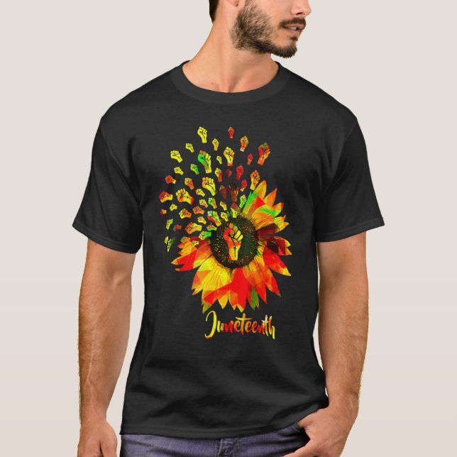 Camiseta Juneteenth Flower Fist Black History Pride America (Frente)