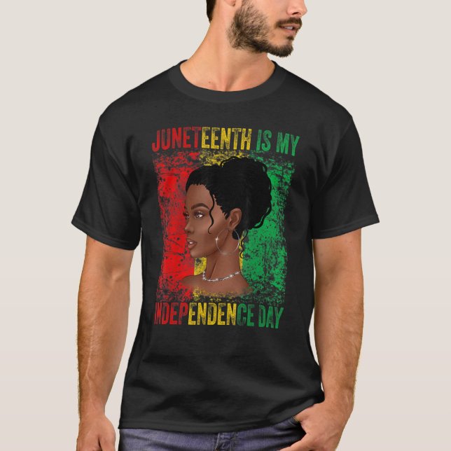 Camiseta Juneteenth Is My Independence Day African Flag Bla (Frente)
