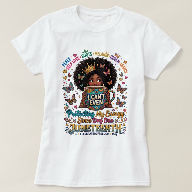 Camiseta Juneteenth – Mela – Alimentada Por Café & (Frente do Design)